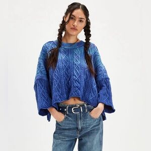 Free People Indigo Cable Knit Sweater